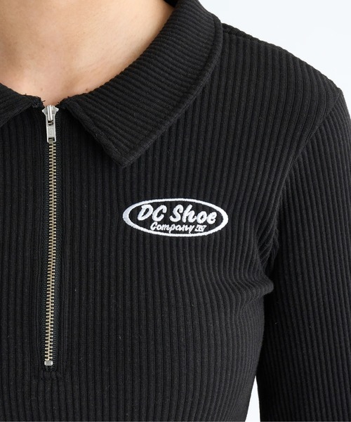 DC SHOES(ディーシーシューズ)の「25 WS TELECO SHORT P/DCハーフジップショート丈カットソー(ポロシャツ・レディース・グレー/ブラック系その他/ブラック/ホワイト・MEDIUM/LARGE)」の8枚目の写真
