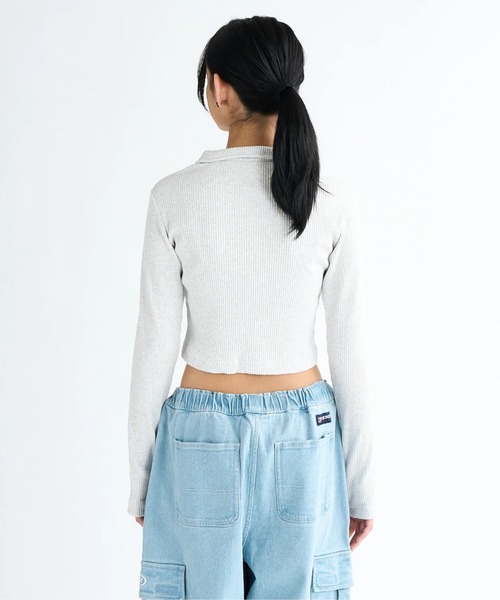 DC SHOES(ディーシーシューズ)の「25 WS TELECO SHORT P/DCハーフジップショート丈カットソー(ポロシャツ・レディース・グレー/ブラック系その他/ブラック/ホワイト・MEDIUM/LARGE)」の5枚目の写真