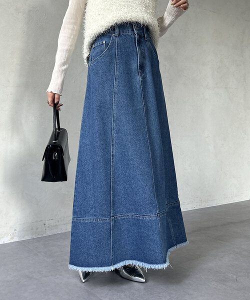 Thevon(ゼボン)の「デニムハイウエストフレアスカート(スカート・レディース・ブラック/サックスブルー/ネイビー・S/M)」の18枚目の写真