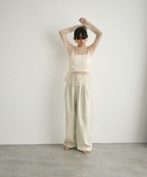 Lutim by u(ルチバイユー)の「Airly mohair knit mini tops / 甘編みモヘアニットトップス(ニット/セーター・レディース・ライトグリーン/グレー/ブラック/グレイッシュベージュ/ライトブルー・FREE)」の15枚目の写真
