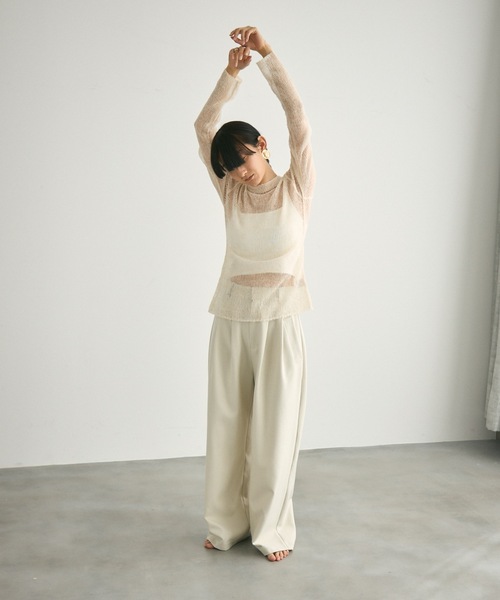 Lutim by u(ルチバイユー)の「Airly mohair knit mini tops / 甘編みモヘアニットトップス(ニット/セーター・レディース・ライトグリーン/グレー/ブラック/グレイッシュベージュ/ライトブルー・FREE)」の16枚目の写真