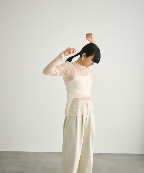 Lutim by u(ルチバイユー)の「Airly mohair knit mini tops / 甘編みモヘアニットトップス(ニット/セーター・レディース・ライトグリーン/グレー/ブラック/グレイッシュベージュ/ライトブルー・FREE)」の19枚目の写真