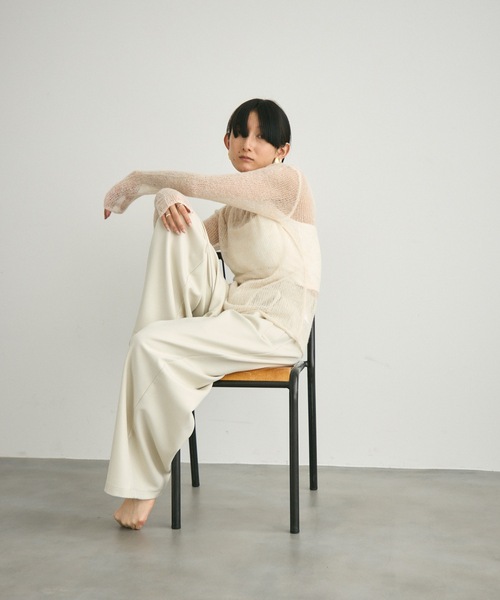 Lutim by u(ルチバイユー)の「Airly mohair knit mini tops / 甘編みモヘアニットトップス(ニット/セーター・レディース・ライトグリーン/グレー/ブラック/グレイッシュベージュ/ライトブルー・FREE)」の22枚目の写真