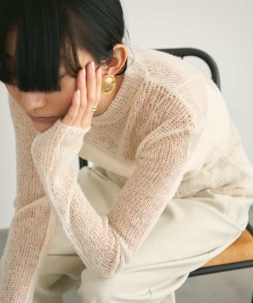 セール】Airly mohair knit mini tops / 甘編みモヘアニット