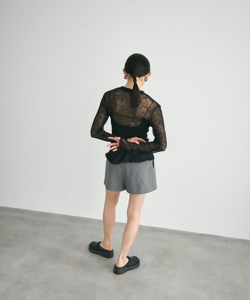 Lutim by u(ルチバイユー)の「Airly mohair knit mini tops / 甘編みモヘアニットトップス(ニット/セーター・レディース・ライトグリーン/グレー/ブラック/グレイッシュベージュ/ライトブルー・FREE)」の9枚目の写真
