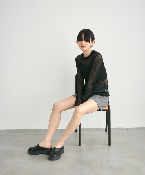 Lutim by u(ルチバイユー)の「Airly mohair knit mini tops / 甘編みモヘアニットトップス(ニット/セーター・レディース・ライトグリーン/グレー/ブラック/グレイッシュベージュ/ライトブルー・FREE)」の10枚目の写真