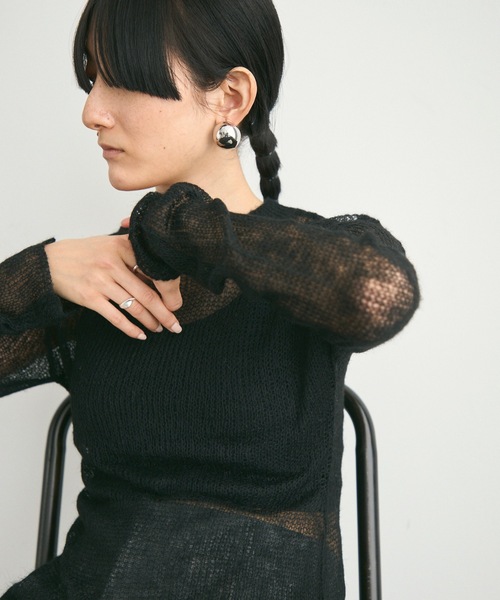 Lutim by u(ルチバイユー)の「Airly mohair knit mini tops / 甘編みモヘアニットトップス(ニット/セーター・レディース・ライトグリーン/グレー/ブラック/グレイッシュベージュ/ライトブルー・FREE)」の13枚目の写真