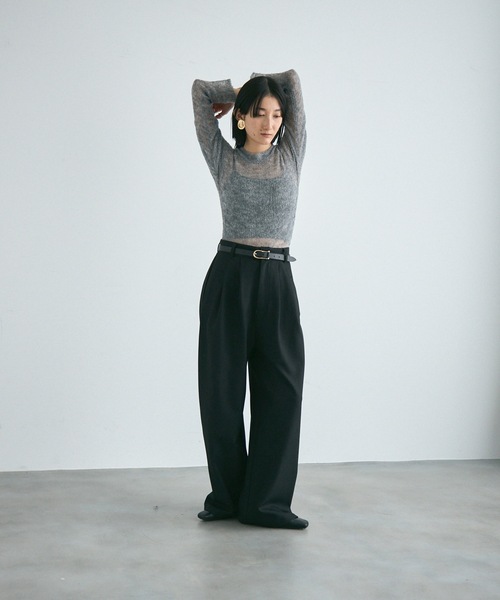 セール】Airly mohair knit mini tops / 甘編みモヘアニットトップス 