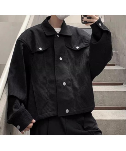 revertical(リバーティカル)の「ワッフルショート丈ジャケット(その他アウター・メンズ・ブラック/ベージュ・MEDIUM/LARGE)」の2枚目の写真