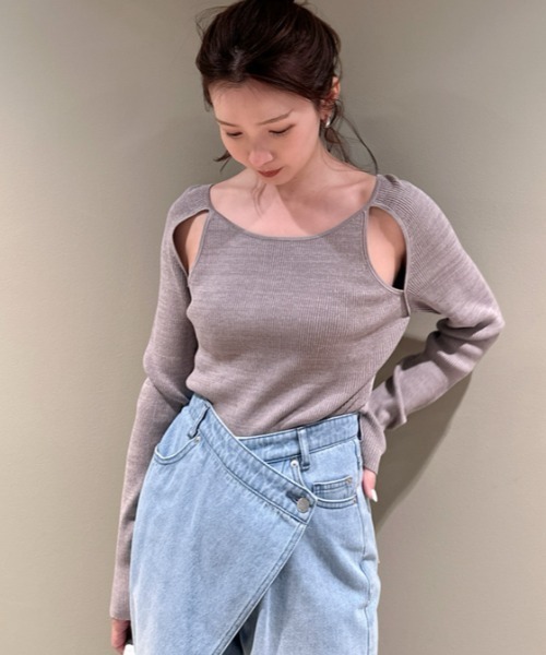 snidel コールドショルダーワンピース ライトグレー snidel コールドショルダーワンピース ライトグレー Sustainable