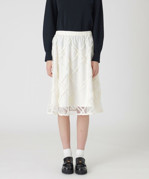 BLUE LABEL CRESTBRIDGE（ブルーレーベルクレストブリッジ）の「クレストブリッジチェックチュールスカート（スカート・レディース・ブラック/オフホワイト・38/36）」の2枚目の写真