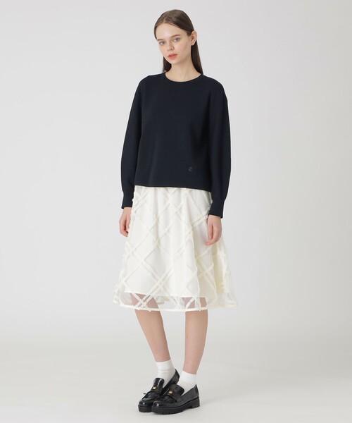 BLUE LABEL CRESTBRIDGE（ブルーレーベルクレストブリッジ）の「クレストブリッジチェックチュールスカート（スカート・レディース・ブラック/オフホワイト・38/36）」の3枚目の写真