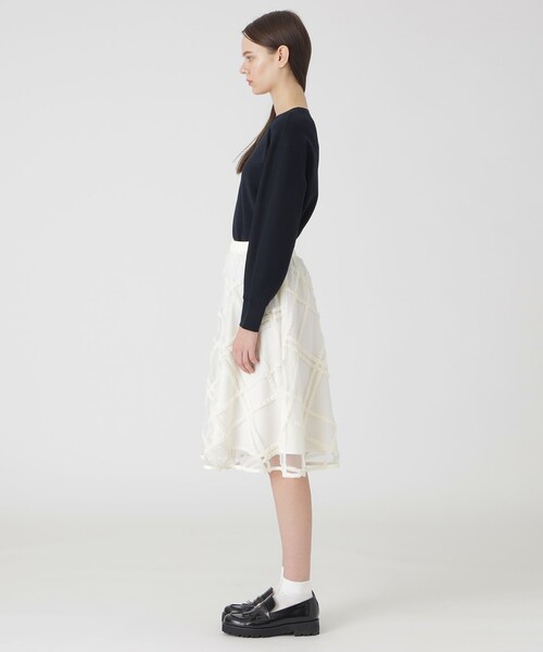 BLUE LABEL CRESTBRIDGE（ブルーレーベルクレストブリッジ）の「クレストブリッジチェックチュールスカート（スカート・レディース・ブラック/オフホワイト・38/36）」の4枚目の写真