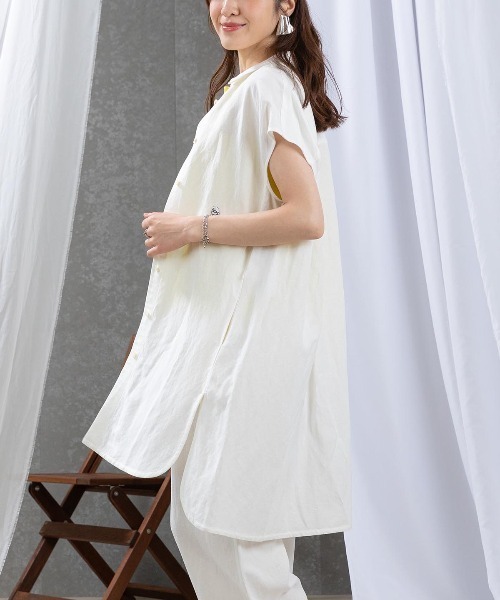 STUDIO PICONE(スタジオピッコーネ)の「麻混冷感ロングブラウス(シャツ/ブラウス・レディース・ブラック/ホワイト/ベージュ/イエロー・M/L/LL)」の19枚目の写真