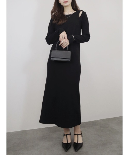 リブレイヤードワンピース／layered rib onepiece 長袖 カット