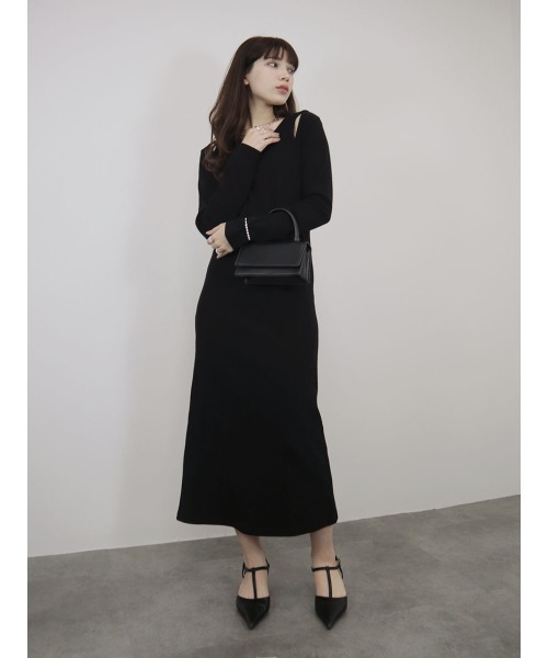 ◆JIGOTT レイヤードラッフルフレアワンピース ◇JIGOTT レイヤードラッフルフレアワンピース