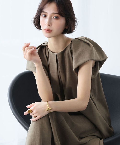 エレガント 美ライン フリルショルダー タイト ワンピース mily bilet ワンピース 「mily bilet」夏、ふんわり恋する