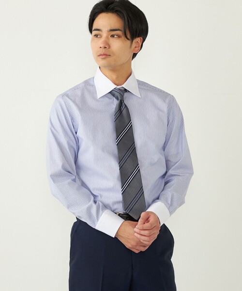 SHIPS Colors(シップス カラーズ)の「SHIPS Colors:イージーケア クレリック ストライプ ワイドカラー シャツ◇(ビジネスシャツ・メンズ・ブルー/ロイヤルブルー・38/39/40/41/37/42/43)」の7枚目の写真