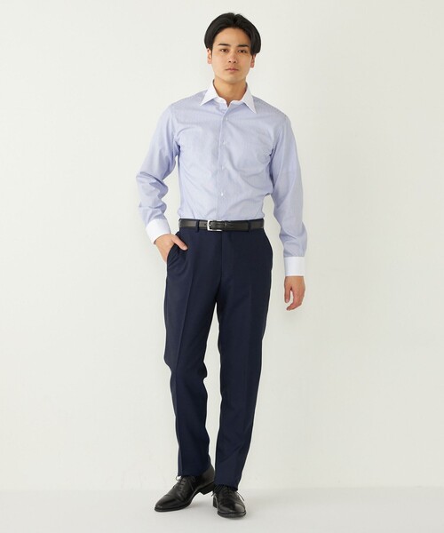 SHIPS Colors(シップス カラーズ)の「SHIPS Colors:イージーケア クレリック ストライプ ワイドカラー シャツ◇(ビジネスシャツ・メンズ・ブルー/ロイヤルブルー・38/39/40/41/37/42/43)」の4枚目の写真