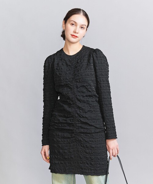 シャーリング ミニワンピース ブラック　新品 BEAUTY&YOUTH UNITED ARROWS（ビューティーアンドユースユナイテッド