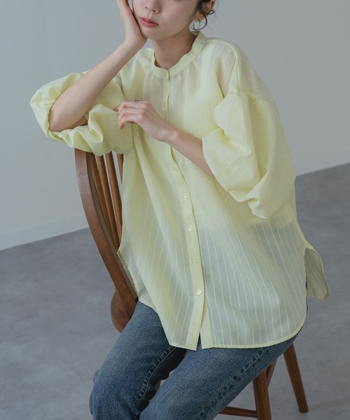 SABUROKU(サブロク)の「【SABUROKU】 着るだけで 華やぐ 半袖 バルーン袖 ボリュームスリーブ ブラウス / ハーフスリーブ(シャツ/ブラウス・レディース・ブラック/オフホワイト/イエロー/ブルー・M)」の9枚目の写真