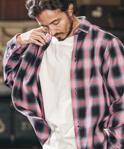 wjk reluxe(ダブルジェーケーリラックス)の「ms5987-check hook shirts チェックシャツ(シャツ/ブラウス・メンズ・ホワイト×グレー/ブルー系その他/グレー×ピンク・S/M/L)」の2枚目の写真