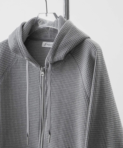 セール】【White Line】 ワッフル ダブルジップパーカー/ 短丈 ジップ