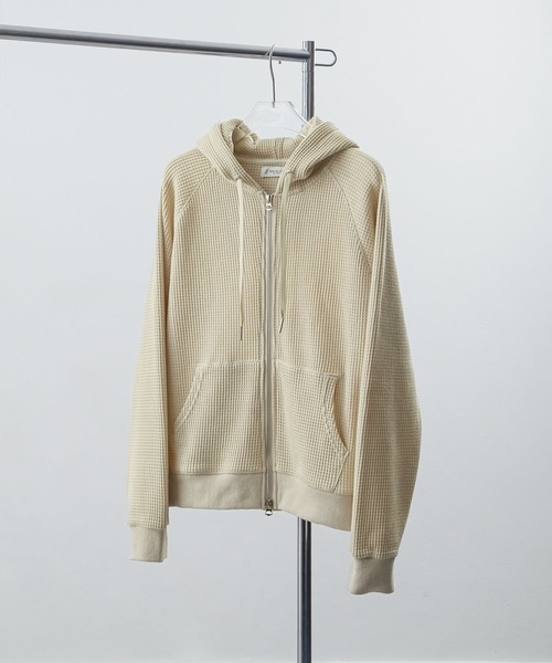 ZIP FIVE -White Line-(ジップファイブホワイトライン)の「【White Line】 ワッフル ダブルジップパーカー/ 短丈 ジップパーカー(パーカー・メンズ・ナチュラル/ブラック/グレー・MEDIUM/X-LARGE/LARGE)」の16枚目の写真