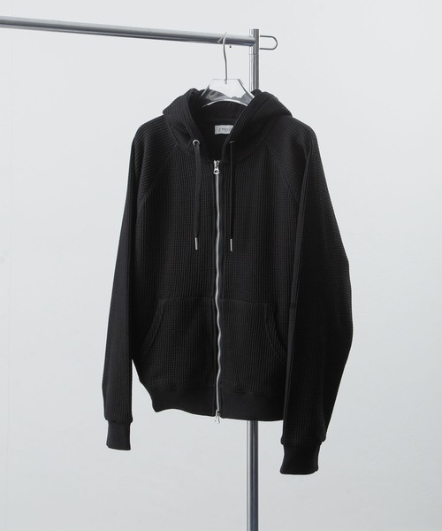 ZIP FIVE -White Line-(ジップファイブホワイトライン)の「【White Line】 ワッフル ダブルジップパーカー/ 短丈 ジップパーカー(パーカー・メンズ・ナチュラル/ブラック/グレー・MEDIUM/X-LARGE/LARGE)」の14枚目の写真