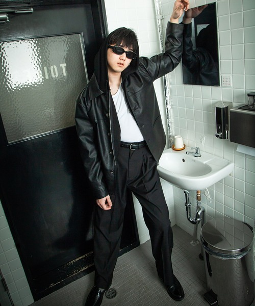 ZIP FIVE -White Line-(ジップファイブホワイトライン)の「【White Line】 ワッフル ダブルジップパーカー/ 短丈 ジップパーカー(パーカー・メンズ・ナチュラル/ブラック/グレー・MEDIUM/X-LARGE/LARGE)」の18枚目の写真