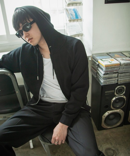 ZIP FIVE -White Line-(ジップファイブホワイトライン)の「【White Line】 ワッフル ダブルジップパーカー/ 短丈 ジップパーカー(パーカー・メンズ・ナチュラル/ブラック/グレー・MEDIUM/X-LARGE/LARGE)」の19枚目の写真