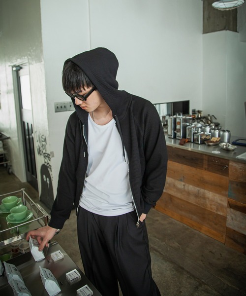 セール】【White Line】 ワッフル ダブルジップパーカー/ 短丈