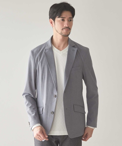 UNION STATION(ユニオンステーション)の「ストレッチスラブカチオンテーラードジャケット(テーラードジャケット・メンズ・ライトグレー/ブルー/ピンク・M/S/LL/L)」の2枚目の写真