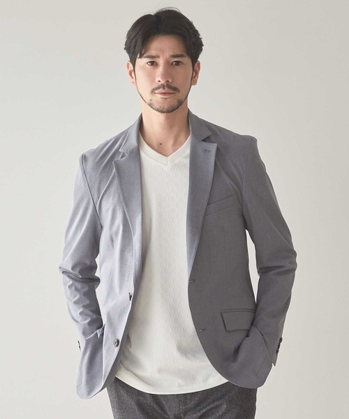 UNION STATION(ユニオンステーション)の「ストレッチスラブカチオンテーラードジャケット(テーラードジャケット・メンズ・ライトグレー/ブルー/ピンク・M/S/LL/L)」の4枚目の写真