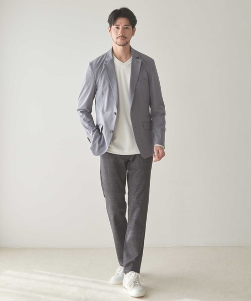 UNION STATION(ユニオンステーション)の「ストレッチスラブカチオンテーラードジャケット(テーラードジャケット・メンズ・ライトグレー/ブルー/ピンク・M/S/LL/L)」の7枚目の写真