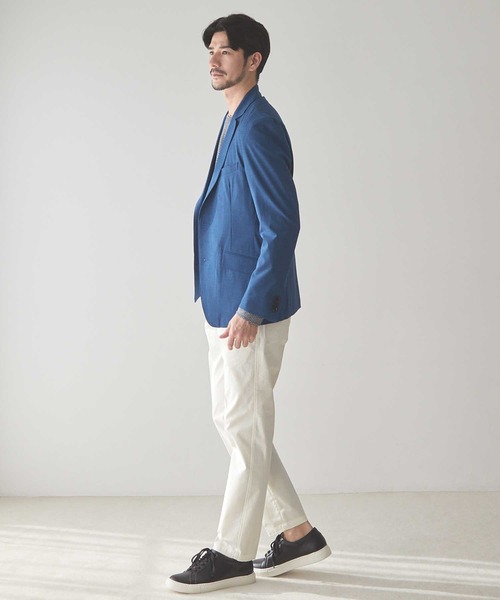 UNION STATION(ユニオンステーション)の「ストレッチスラブカチオンテーラードジャケット(テーラードジャケット・メンズ・ライトグレー/ブルー/ピンク・M/S/LL/L)」の14枚目の写真