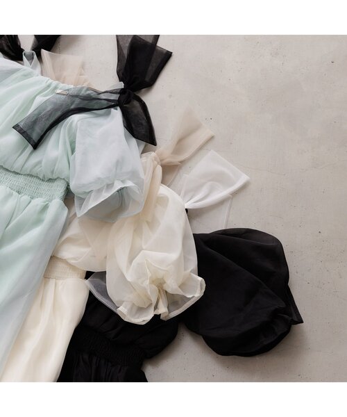 algy（アルジー）の「ふんわり肩りぼんワンピ（ワンピース・キッズ・ブラック/アイボリー/サックスブルー・XX-SMALL/X-SMALL/MEDIUM/SMALL）」の8枚目の写真