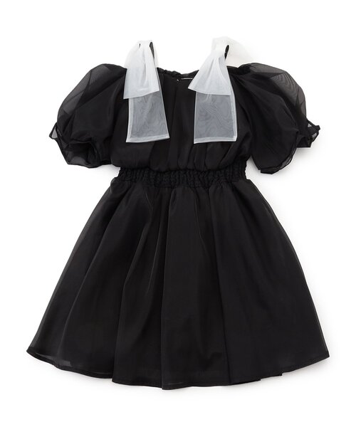 algy（アルジー）の「ふんわり肩りぼんワンピ（ワンピース・キッズ・ブラック/アイボリー/サックスブルー・XX-SMALL/X-SMALL/MEDIUM/SMALL）」の9枚目の写真