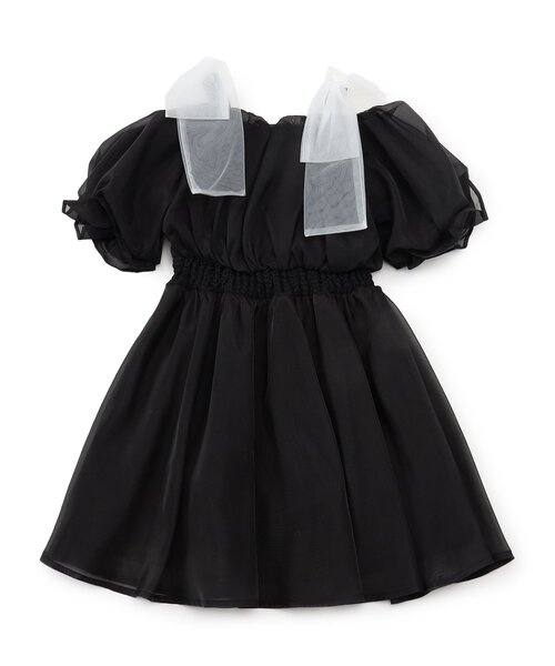 algy（アルジー）の「ふんわり肩りぼんワンピ（ワンピース・キッズ・ブラック/アイボリー/サックスブルー・XX-SMALL/X-SMALL/MEDIUM/SMALL）」の15枚目の写真