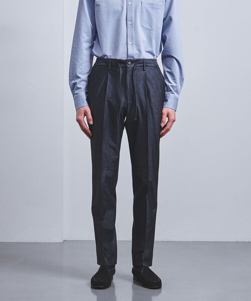 UNITED ARROWS(ユナイテッドアローズ)の「デニムジャージ サイドシャーリング 1プリーツ パンツ(スラックス・メンズ・ネイビー・46/48/50/52/54/42)」の3枚目の写真