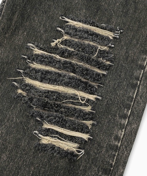 X-girl（エックスガール）の「DISTRESSED LOOSE STRAIGHT DENIM PANTS（デニムパンツ・レディース・ブラック/ライトインディゴブルー・S/M）」の16枚目の写真