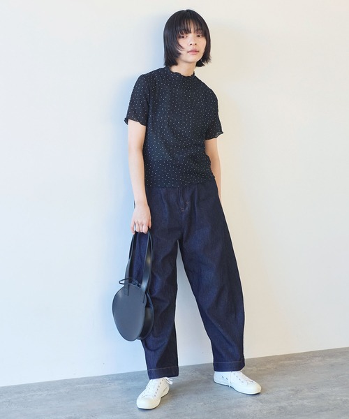 bulle de savon(ビュルデサボン)の「△syuwa syuwa dot ハイネック半袖プルオーバー(Tシャツ/カットソー・レディース・ブラック/ホワイト・FREE)」の10枚目の写真
