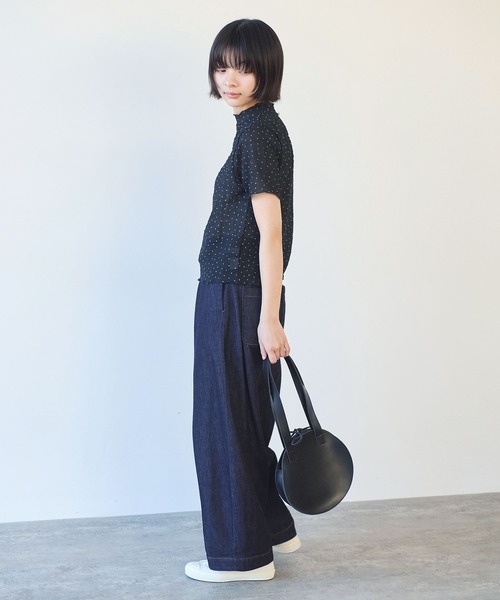 bulle de savon(ビュルデサボン)の「△syuwa syuwa dot ハイネック半袖プルオーバー(Tシャツ/カットソー・レディース・ブラック/ホワイト・FREE)」の5枚目の写真