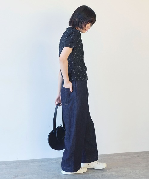 bulle de savon(ビュルデサボン)の「△syuwa syuwa dot ハイネック半袖プルオーバー(Tシャツ/カットソー・レディース・ブラック/ホワイト・FREE)」の11枚目の写真
