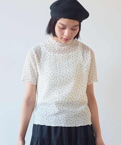 bulle de savon(ビュルデサボン)の「△syuwa syuwa dot ハイネック半袖プルオーバー(Tシャツ/カットソー・レディース・ブラック/ホワイト・FREE)」の22枚目の写真