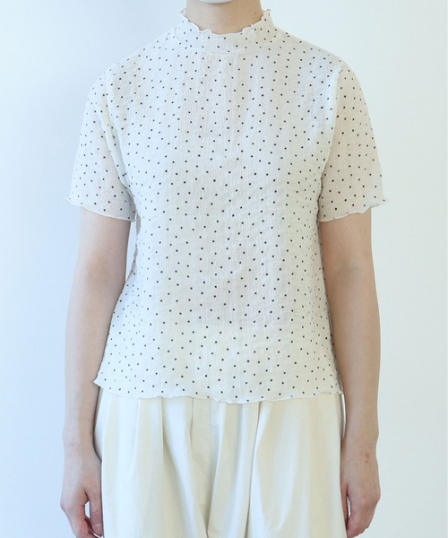 bulle de savon(ビュルデサボン)の「△syuwa syuwa dot ハイネック半袖プルオーバー(Tシャツ/カットソー・レディース・ブラック/ホワイト・FREE)」の12枚目の写真