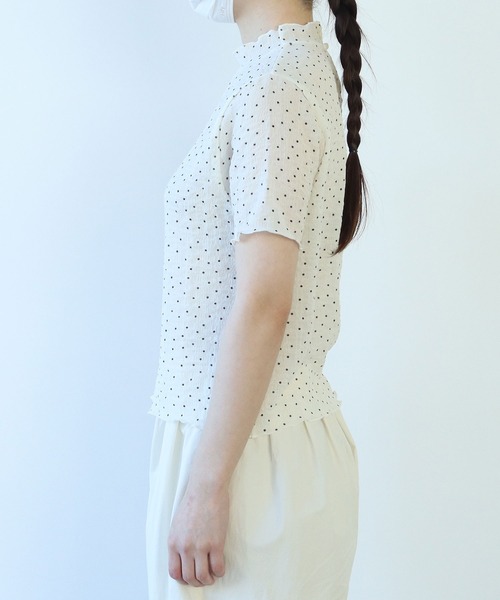bulle de savon(ビュルデサボン)の「△syuwa syuwa dot ハイネック半袖プルオーバー(Tシャツ/カットソー・レディース・ブラック/ホワイト・FREE)」の13枚目の写真