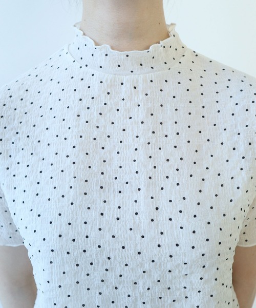 bulle de savon(ビュルデサボン)の「△syuwa syuwa dot ハイネック半袖プルオーバー(Tシャツ/カットソー・レディース・ブラック/ホワイト・FREE)」の17枚目の写真