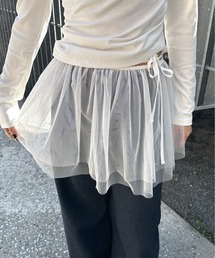 LVEU. | 【LVEU.】レイヤードチュールミニスカート / ボトムス スカート ミニ チュール レイヤード 重ね着 ラップ ブラック ホワイト 韓国 韓国ファッション モード ZOZOTOWN限定(スカート)