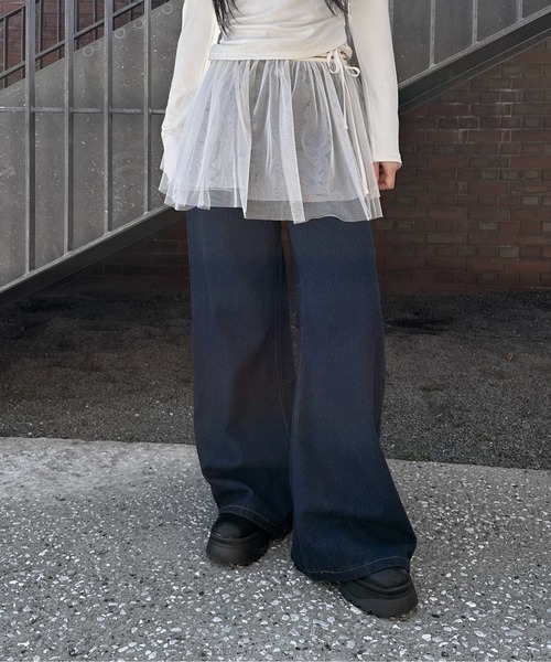 LVEU.（ラブユ.）の「【LVEU.】レイヤードチュールミニスカート / ボトムス スカート ミニ チュール レイヤード 重ね着 ラップ ブラック ホワイト 韓国 韓国ファッション モード ZOZOTOWN限定（スカート・レディース・ホワイト/ブラック・FREE）」の10枚目の写真